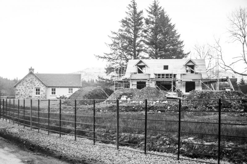 On site as the cottage designed by architects at Harry Taylor & Co waits for its slate roof.