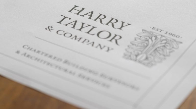 Harry Taylor & Company, Chartered surveyors and architectural services, Perth - company logo on stationery.